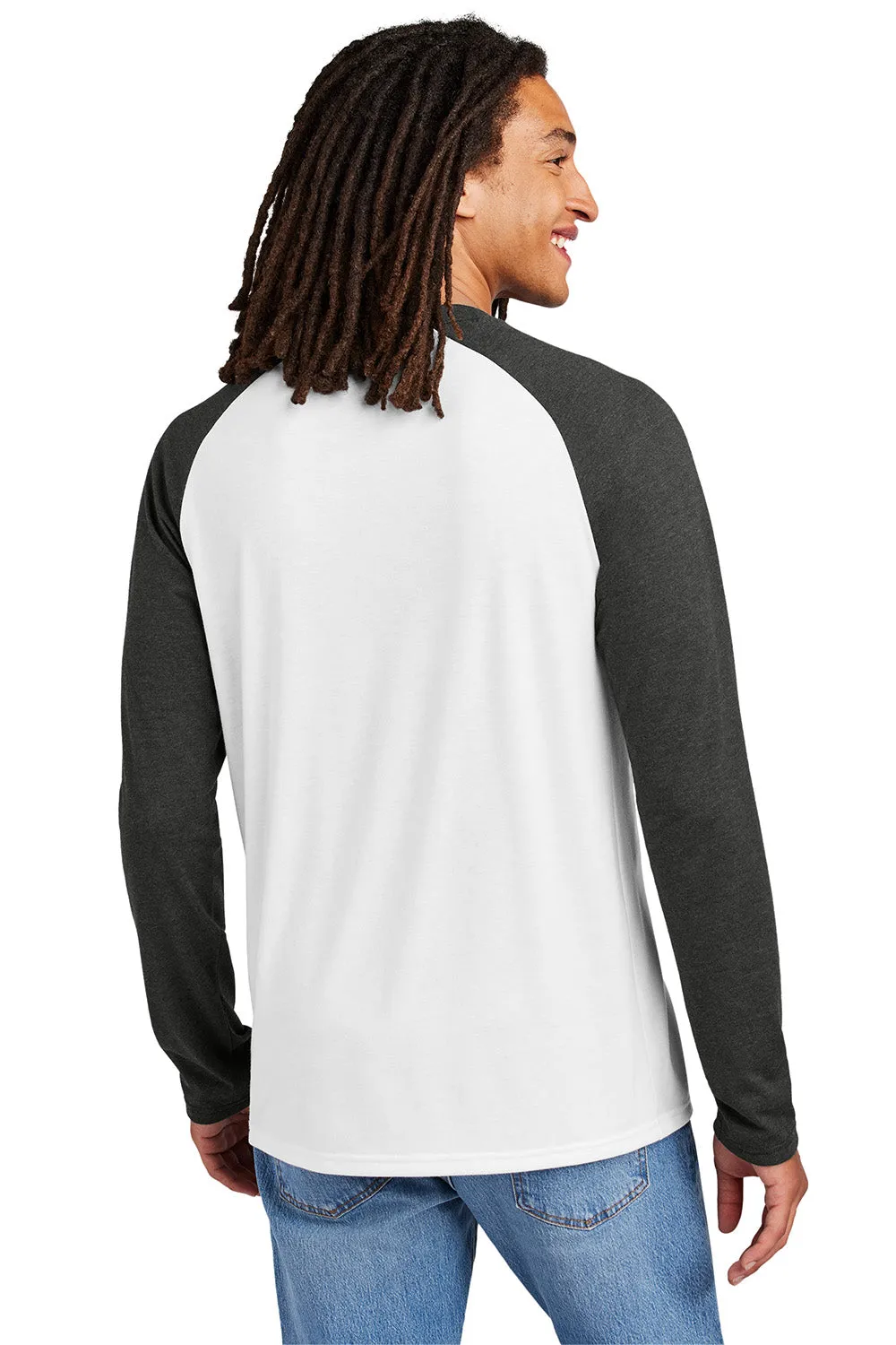Allmade Mens Colorblock Long Sleeve Crewneck T-Shirt - Bright White/Space Black