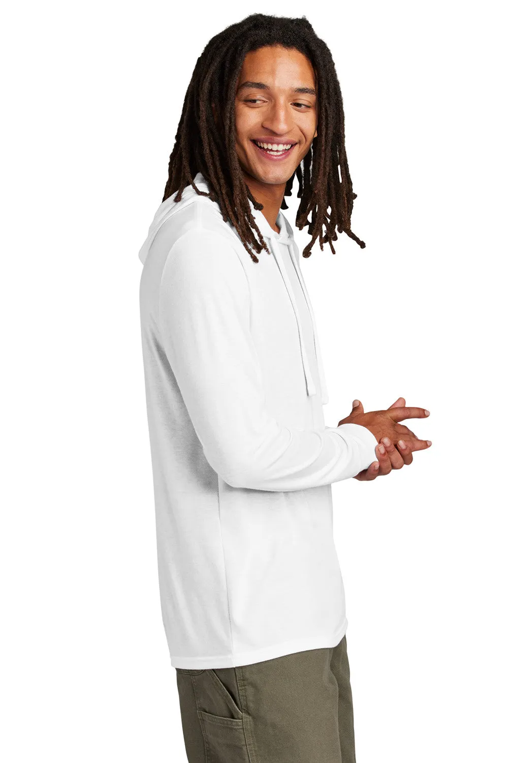 Allmade Mens Long Sleeve Hooded T-Shirt Hoodie - Bright White