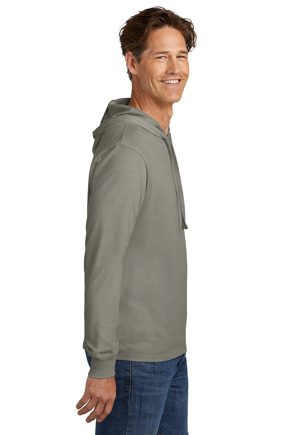 Allmade Mens Mineral Dye Long Sleeve Hooded T-Shirt Hoodie - Driftwood Grey