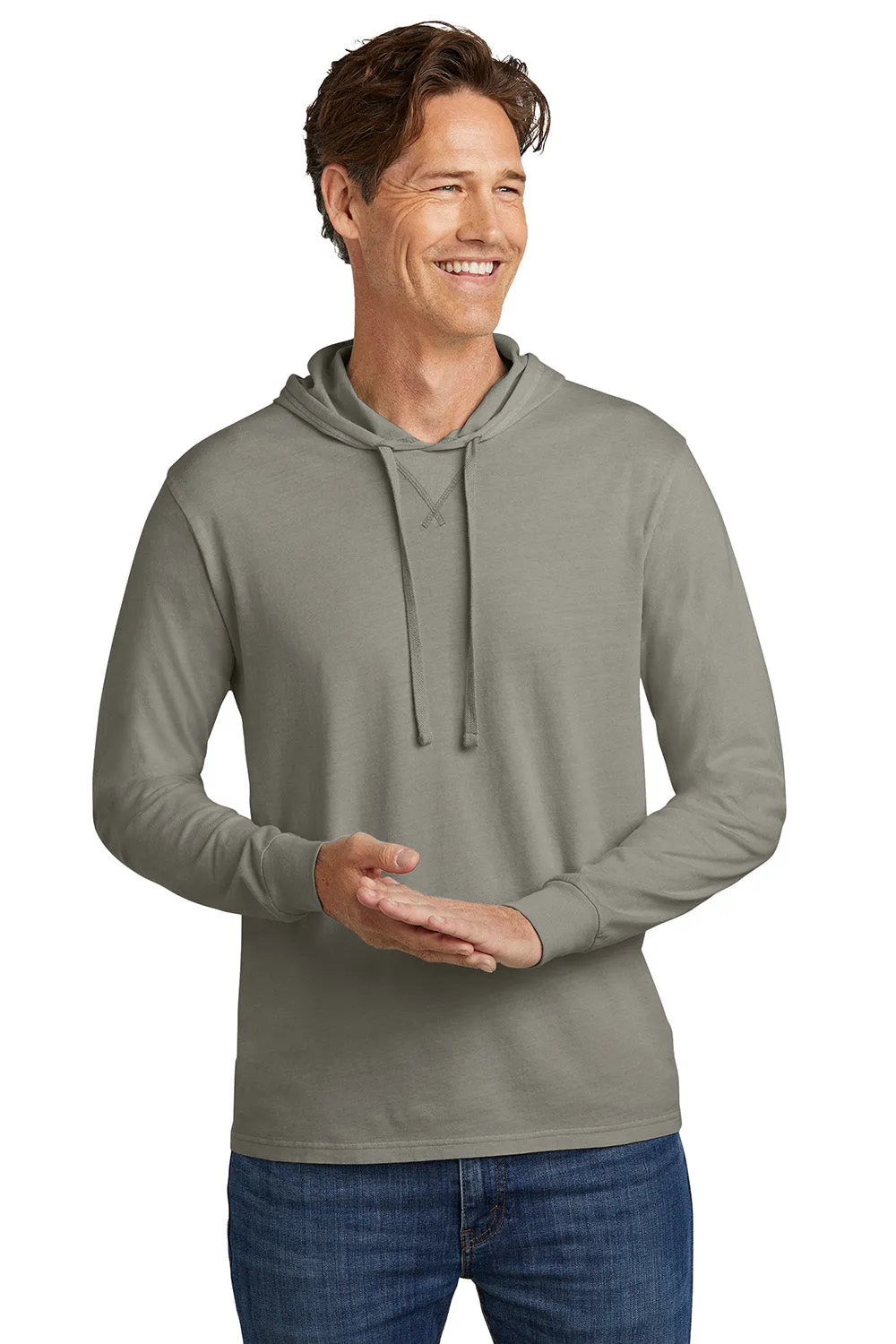Allmade Mens Mineral Dye Long Sleeve Hooded T-Shirt Hoodie - Driftwood Grey