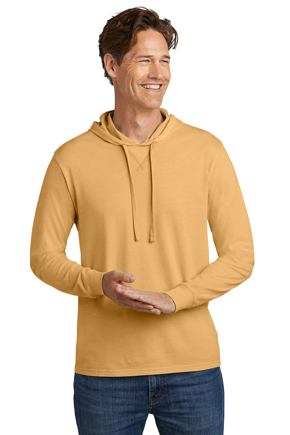 Allmade Mens Mineral Dye Long Sleeve Hooded T-Shirt Hoodie - Golden Wheat