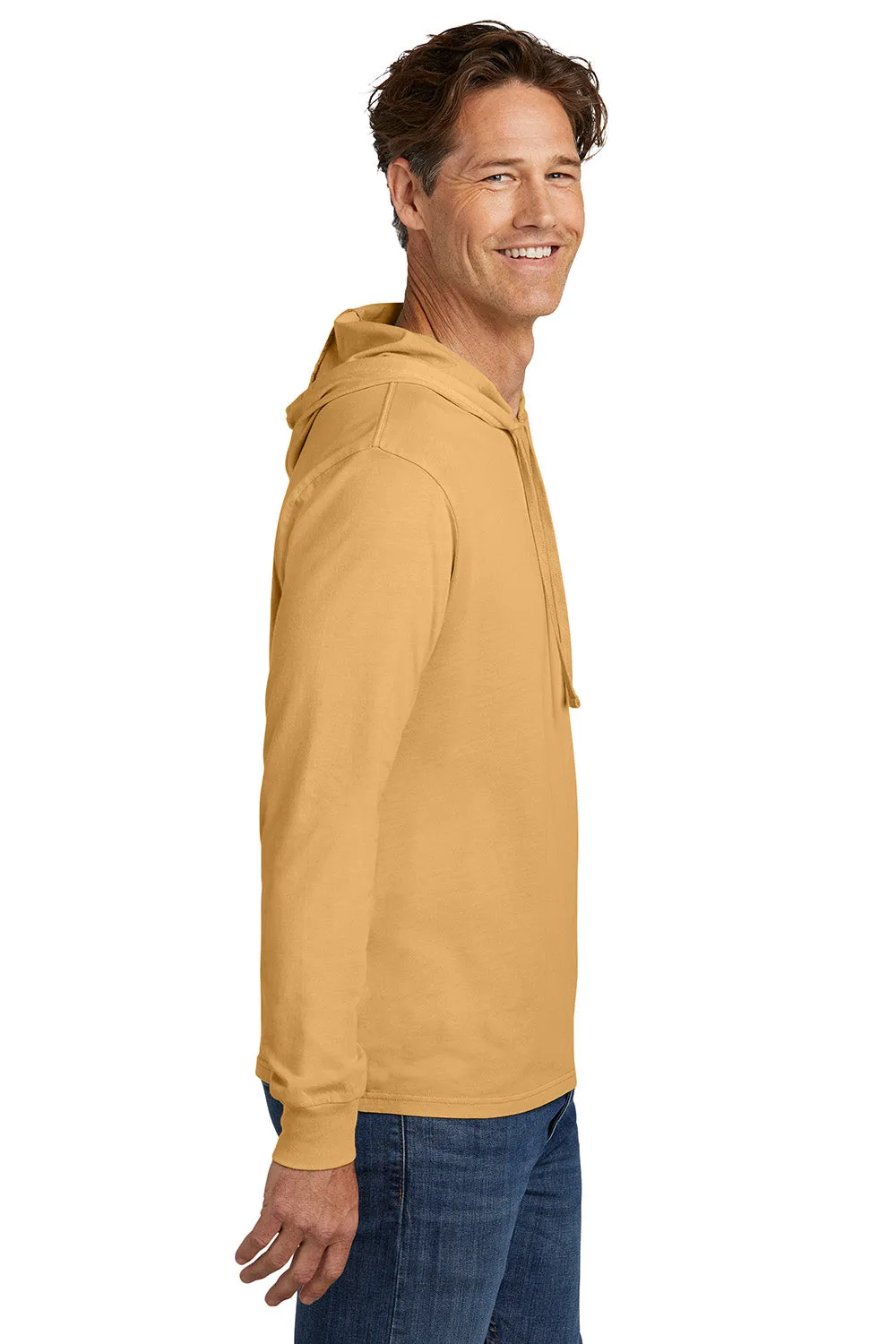 Allmade Mens Mineral Dye Long Sleeve Hooded T-Shirt Hoodie - Golden Wheat