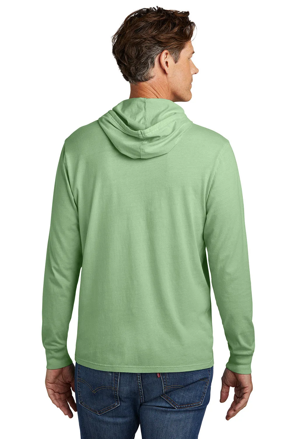 Allmade Mens Mineral Dye Long Sleeve Hooded T-Shirt Hoodie - Lichen Green
