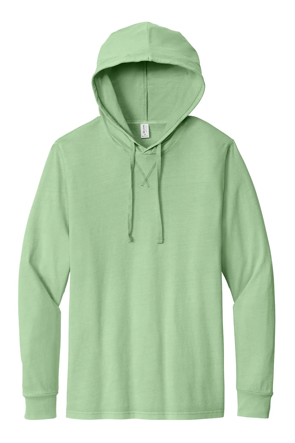 Allmade Mens Mineral Dye Long Sleeve Hooded T-Shirt Hoodie - Lichen Green