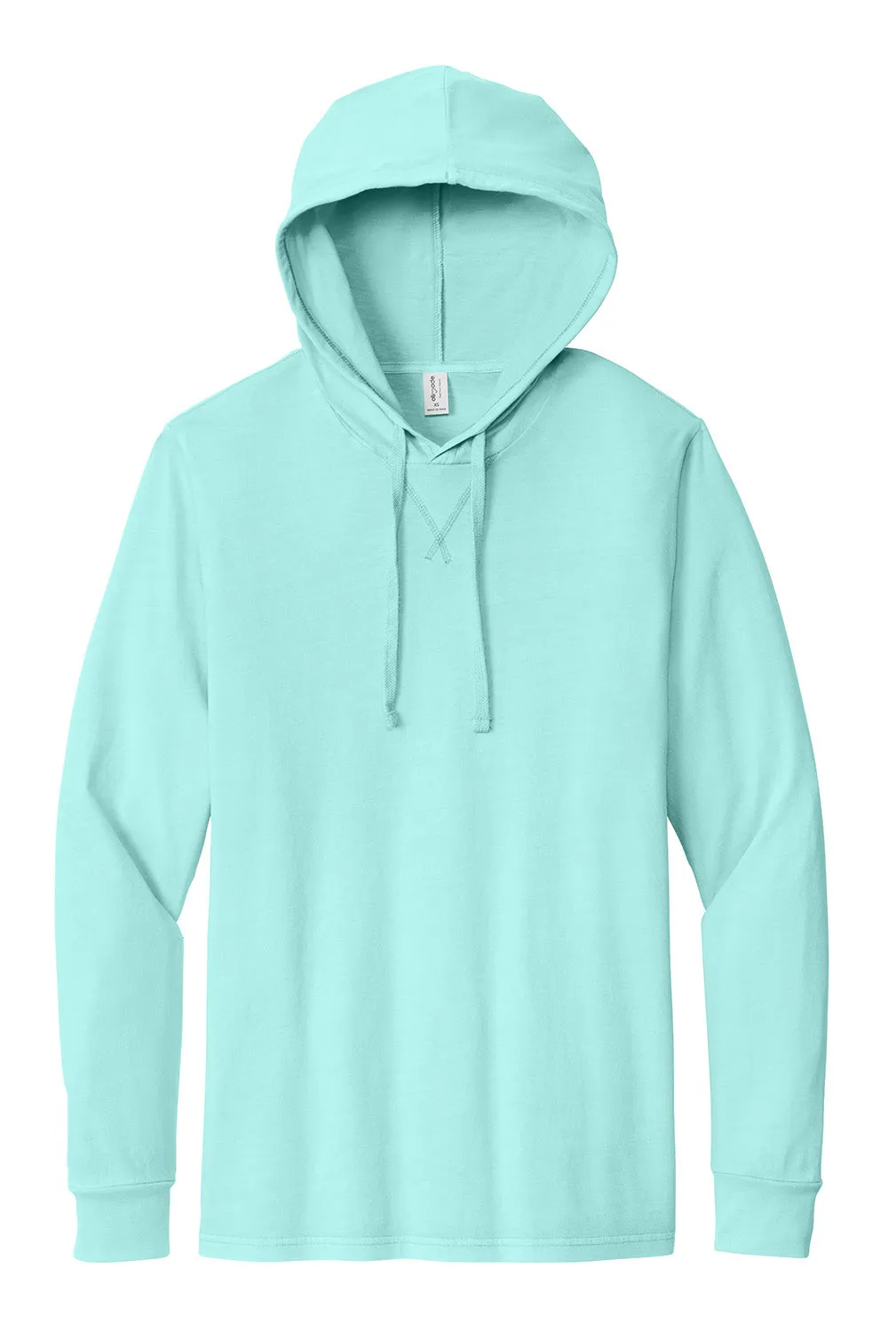 Allmade Mens Mineral Dye Long Sleeve Hooded T-Shirt Hoodie - Saltwater Blue
