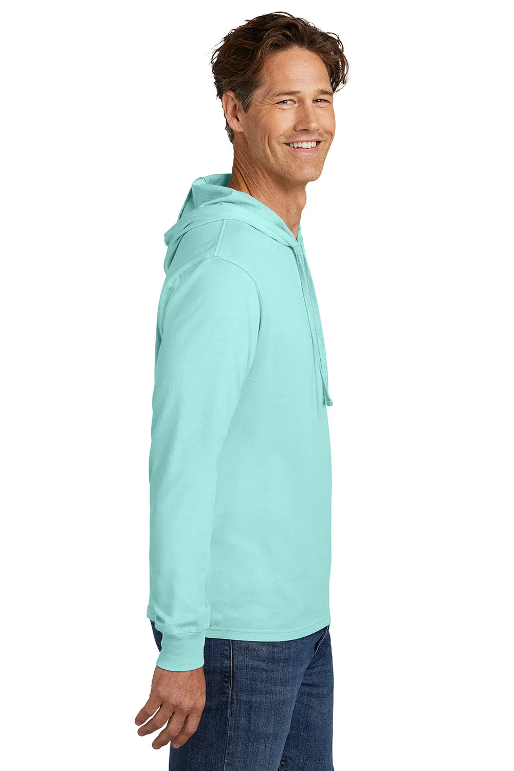 Allmade Mens Mineral Dye Long Sleeve Hooded T-Shirt Hoodie - Saltwater Blue