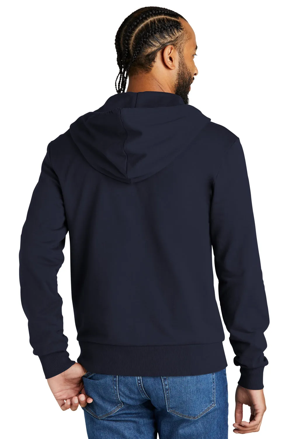 Allmade Mens Organic French Terry Full Zip Hooded Sweatshirt Hoodie w/ Pockets - Night Sky Navy Blue