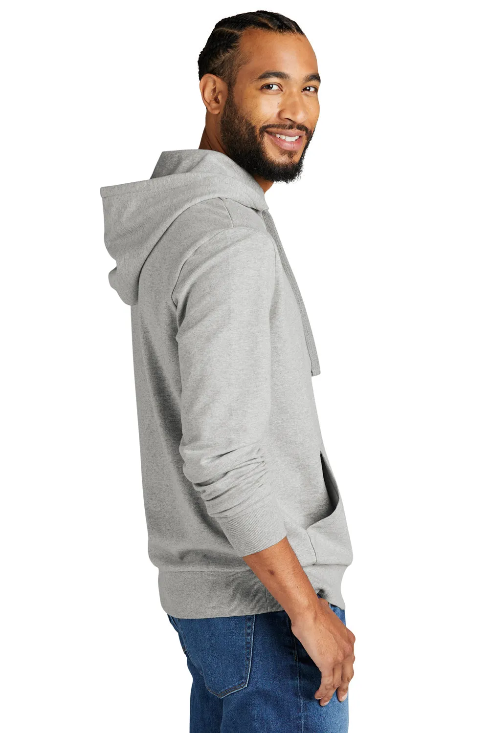 Allmade Mens Organic French Terry Hooded Sweatshirt Hoodie w/ Pouch Pocket - Heather Granite Grey