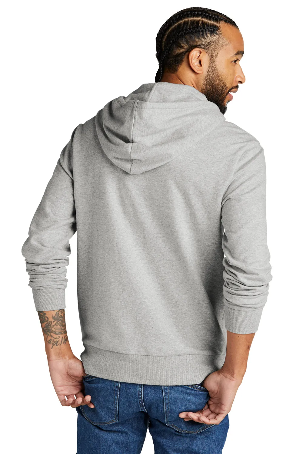 Allmade Mens Organic French Terry Hooded Sweatshirt Hoodie w/ Pouch Pocket - Heather Granite Grey
