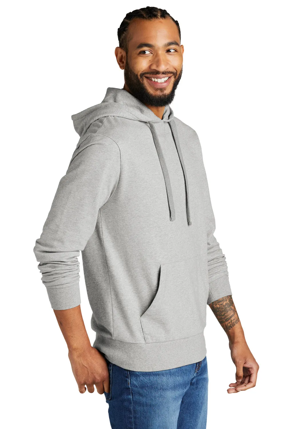 Allmade Mens Organic French Terry Hooded Sweatshirt Hoodie w/ Pouch Pocket - Heather Granite Grey