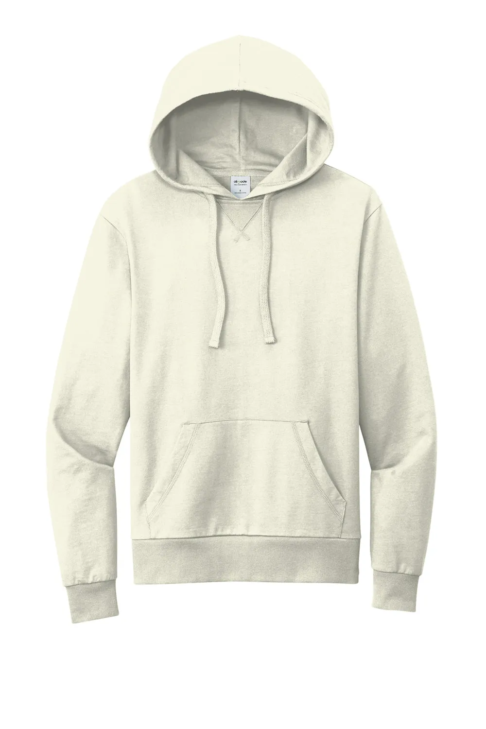Allmade Mens Organic French Terry Hooded Sweatshirt Hoodie w/ Pouch Pocket - White Sand