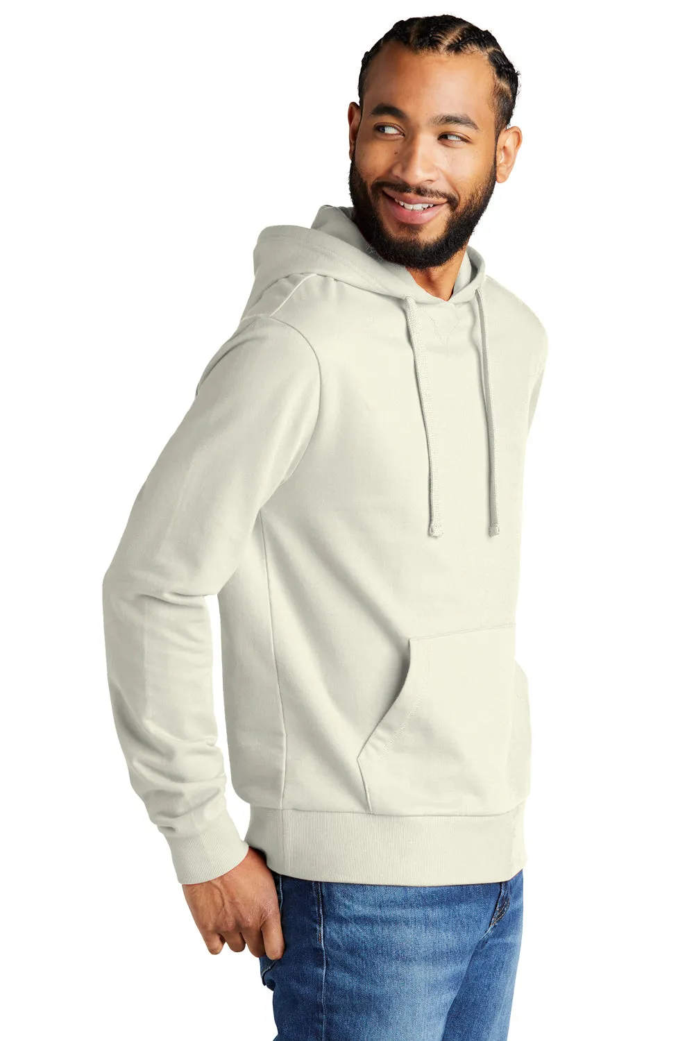 Allmade Mens Organic French Terry Hooded Sweatshirt Hoodie w/ Pouch Pocket - White Sand