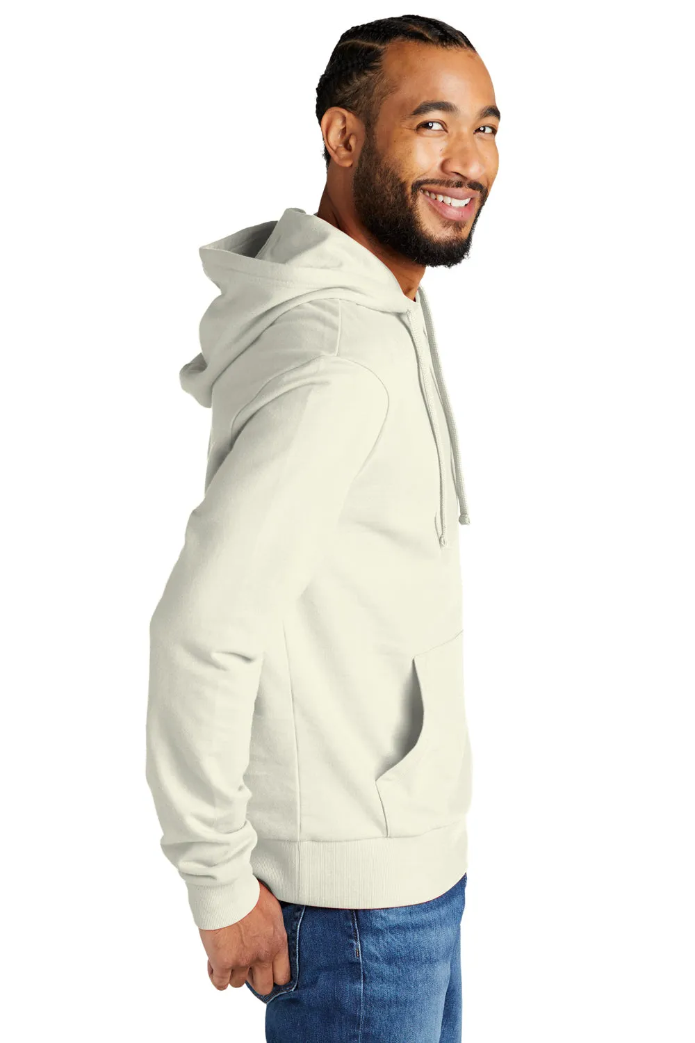 Allmade Mens Organic French Terry Hooded Sweatshirt Hoodie w/ Pouch Pocket - White Sand