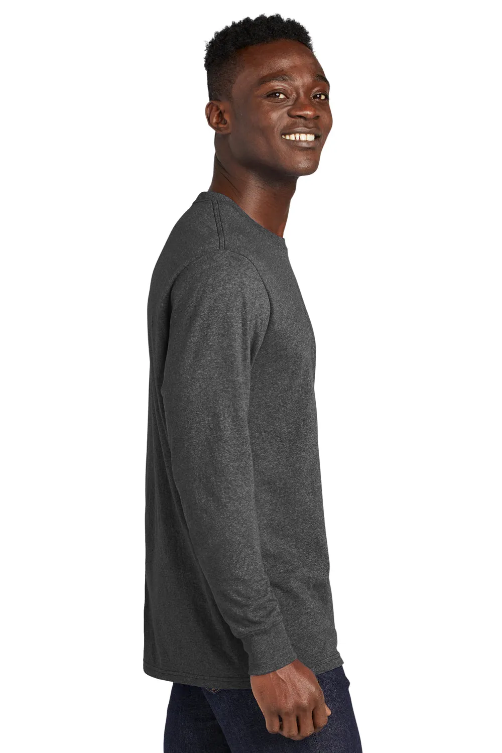 Allmade Mens Recycled Long Sleeve Crewneck T-Shirt - Heather Charcoal Grey