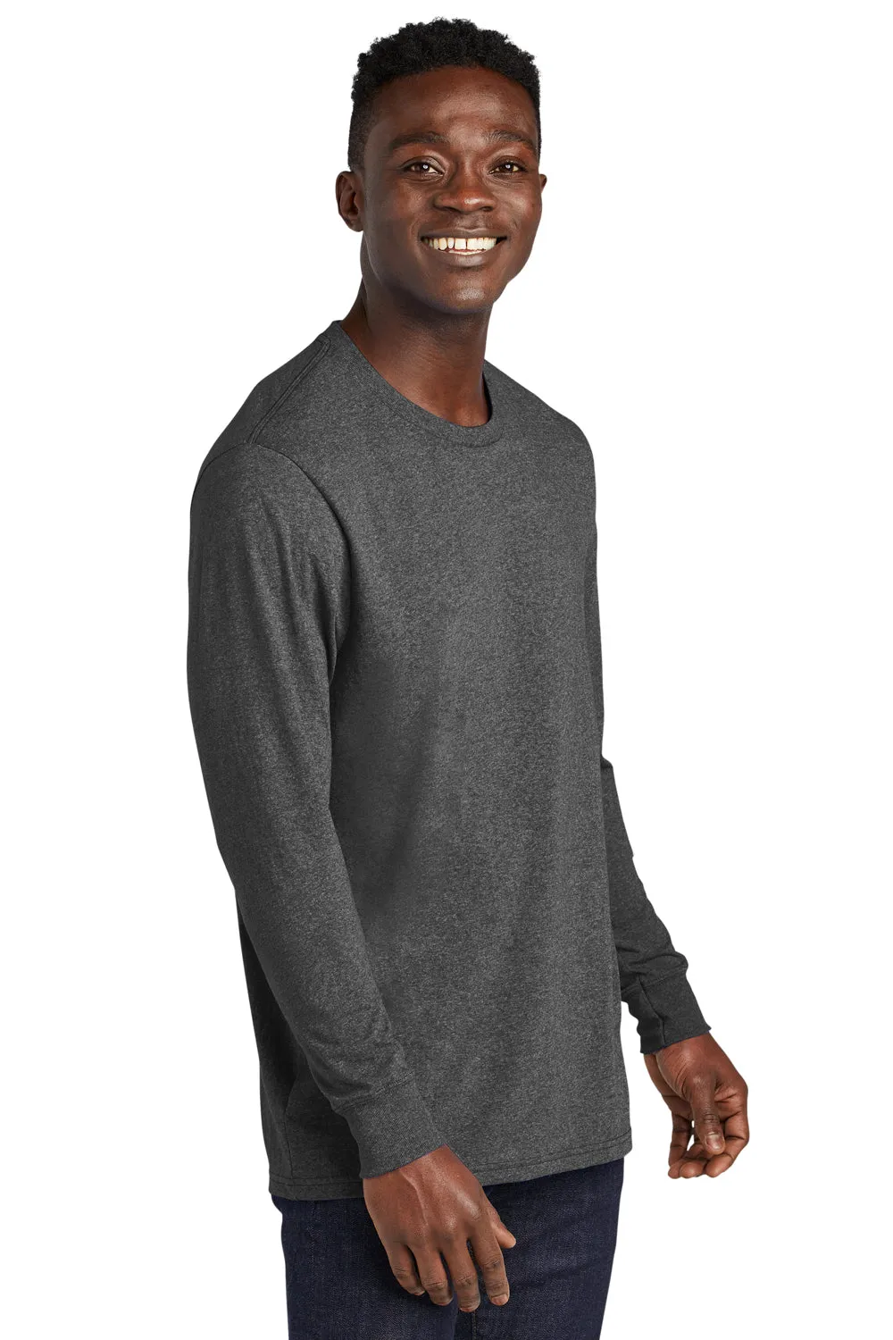 Allmade Mens Recycled Long Sleeve Crewneck T-Shirt - Heather Charcoal Grey