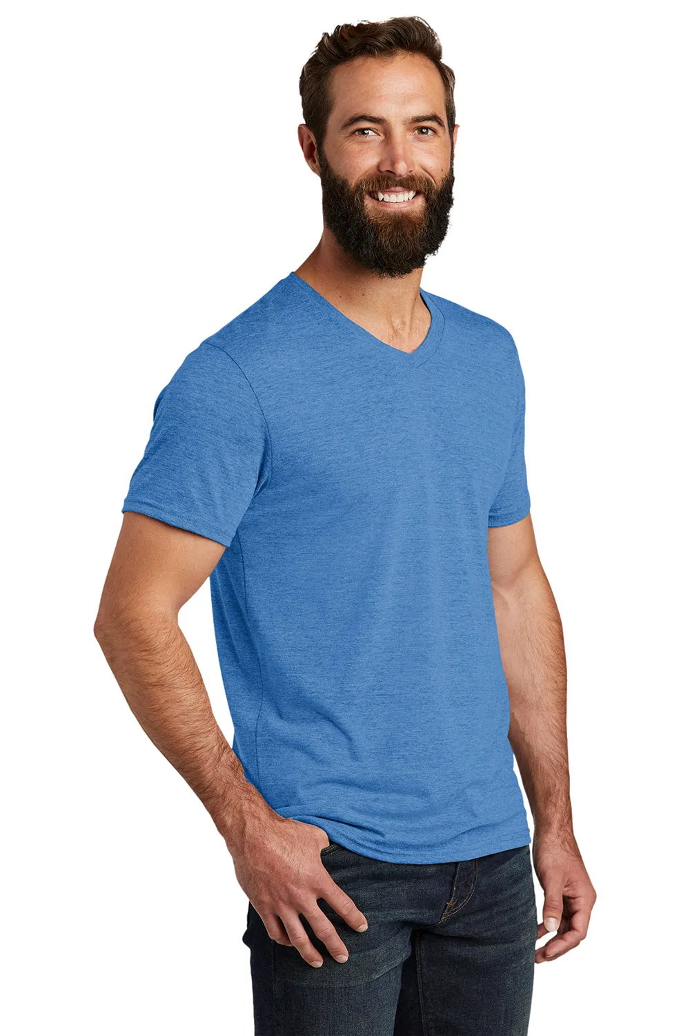 Allmade Mens Short Sleeve V-Neck T-Shirt - Azure Blue