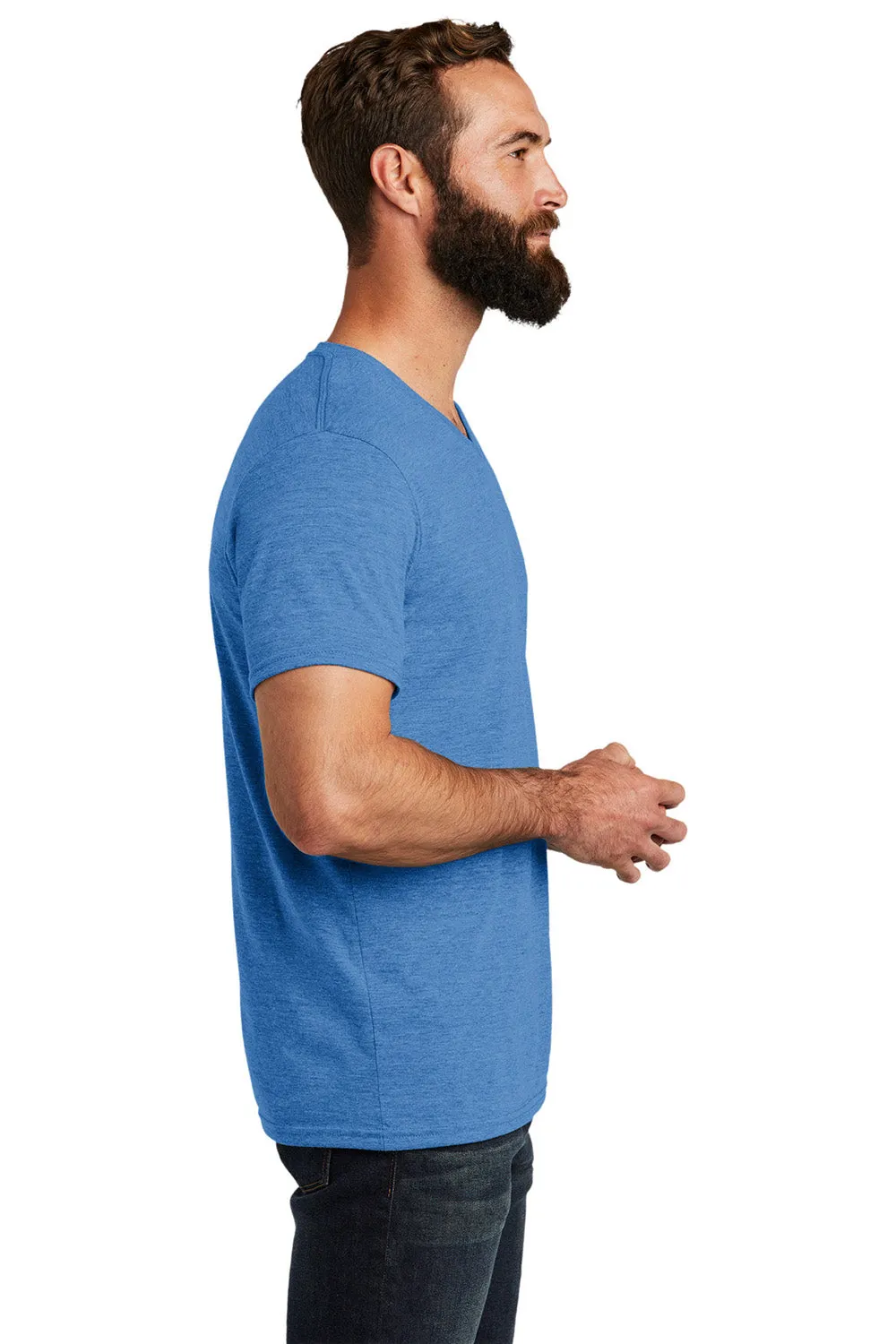 Allmade Mens Short Sleeve V-Neck T-Shirt - Azure Blue