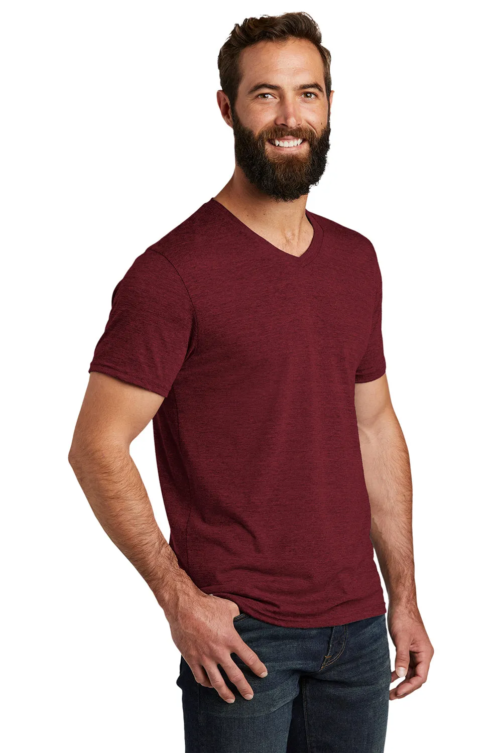 Allmade Mens Short Sleeve V-Neck T-Shirt - Vino Red