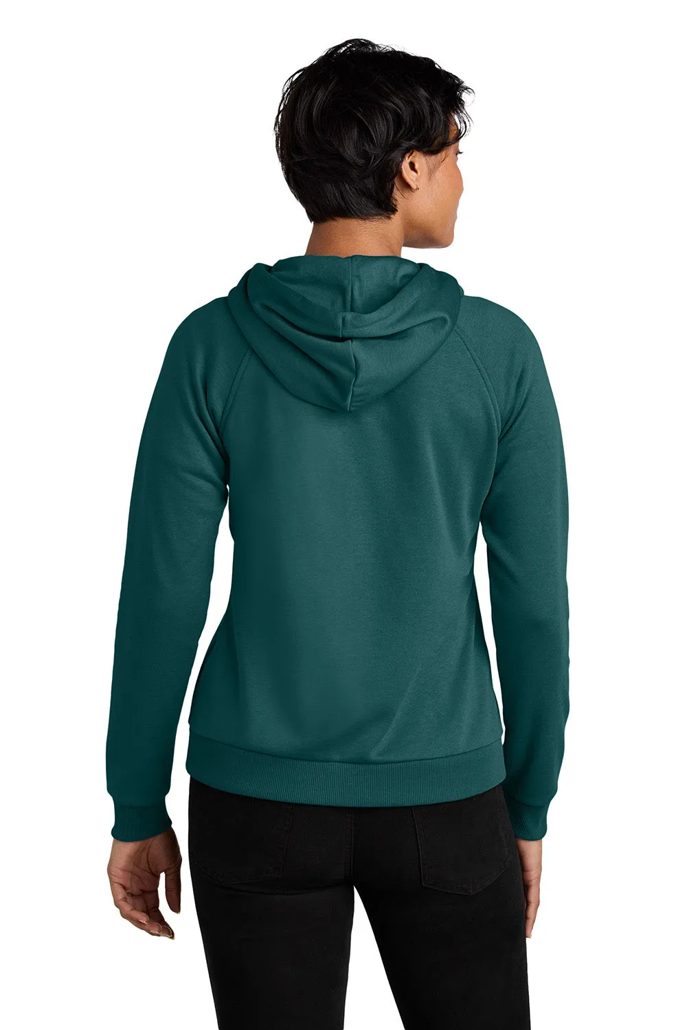 Allmade Womens CVC Fleece Full Zip Hooded Sweatshirt Hoodie w/ Pockets - Deep Sea Green