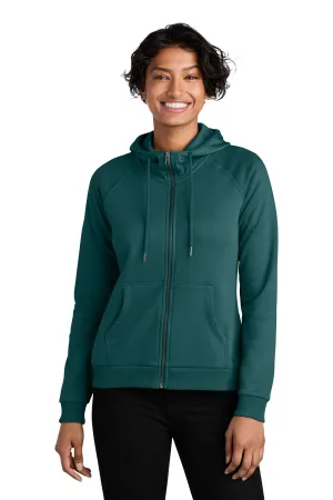 Allmade Womens CVC Fleece Full Zip Hooded Sweatshirt Hoodie w/ Pockets - Deep Sea Green