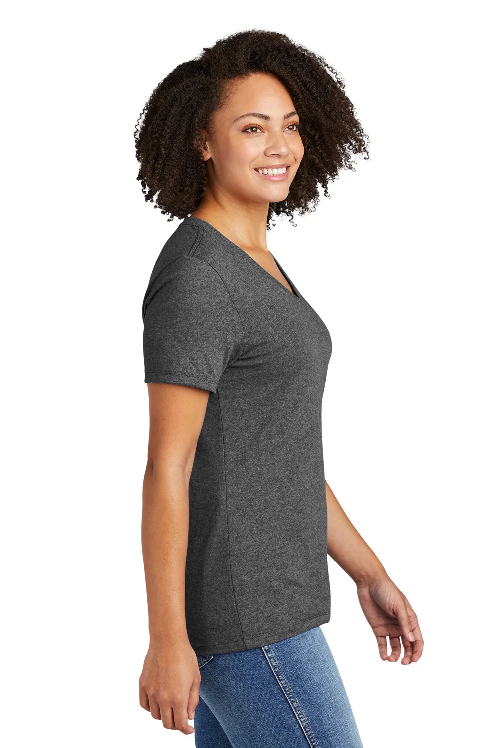 Allmade Womens Recycled Short Sleeve V-Neck T-Shirt - Heather Charcoal Grey