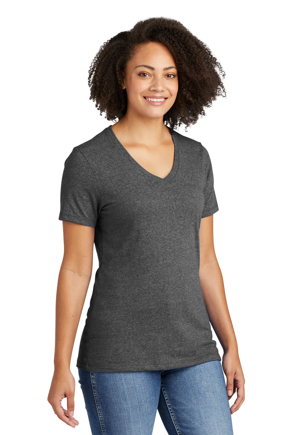 Allmade Womens Recycled Short Sleeve V-Neck T-Shirt - Heather Charcoal Grey