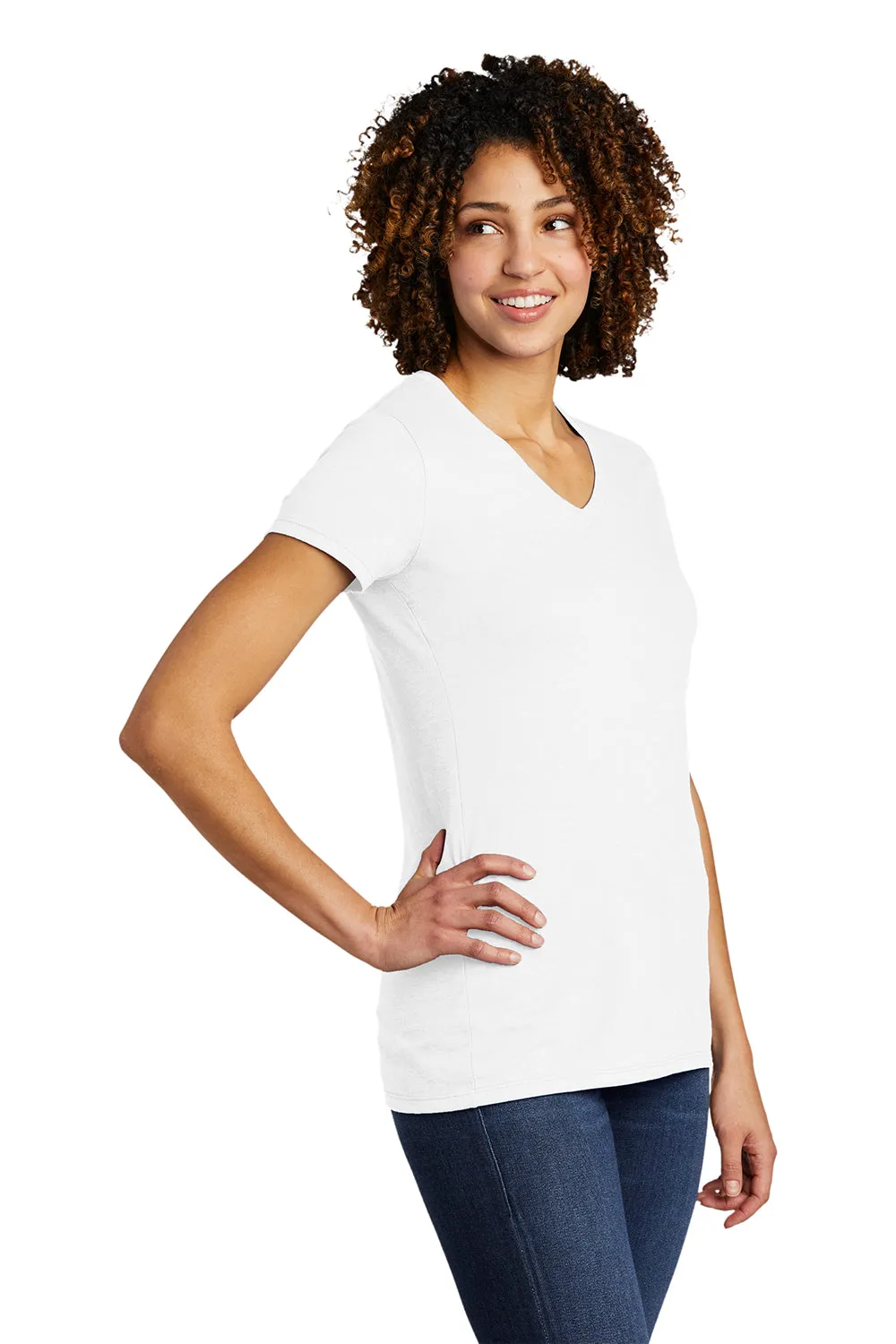 Allmade Womens Short Sleeve V-Neck T-Shirt - Bright White