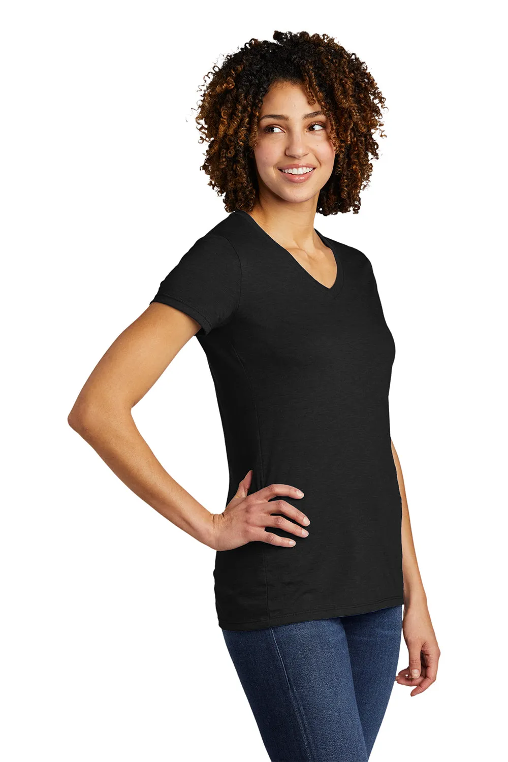 Allmade Womens Short Sleeve V-Neck T-Shirt - Deep Black