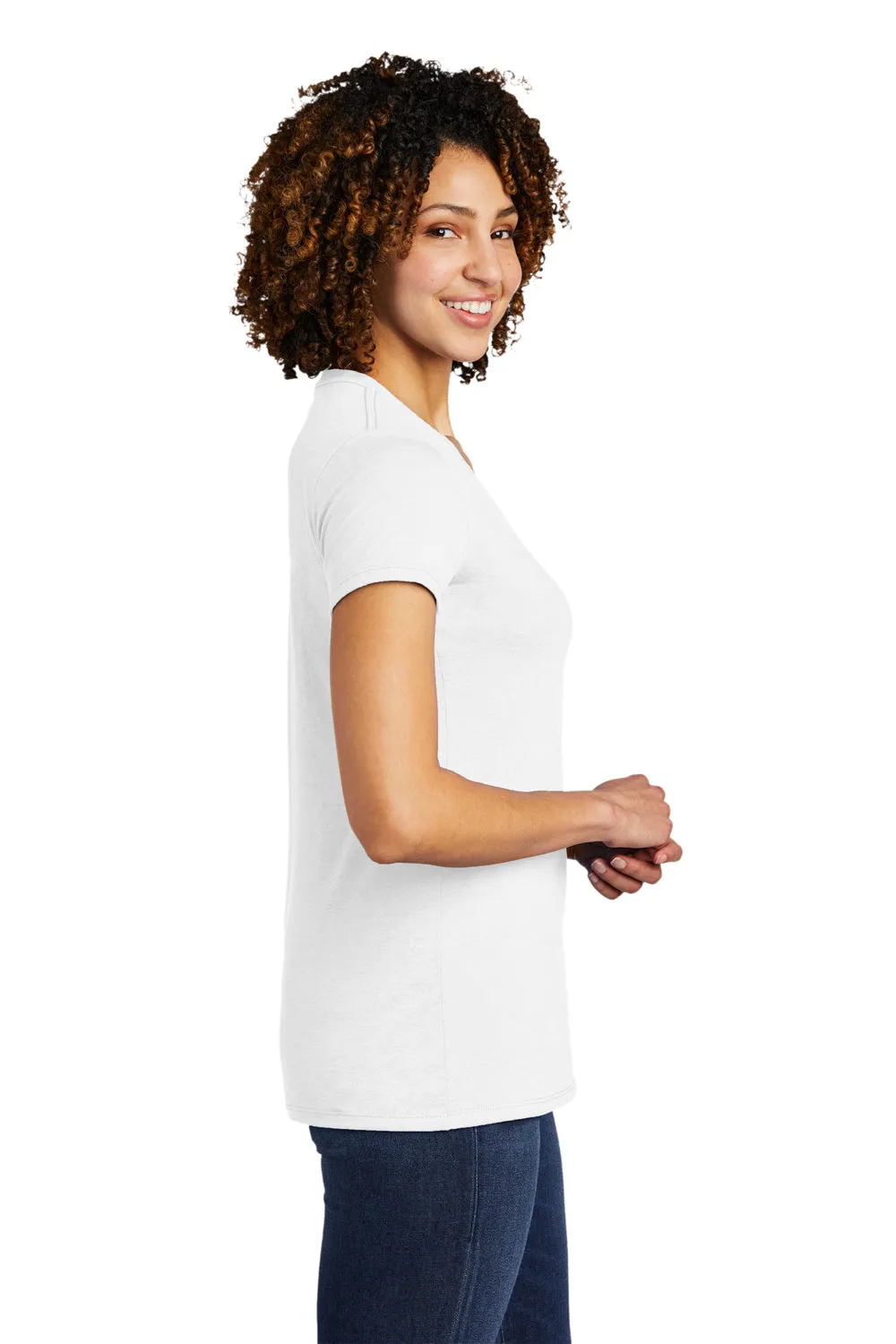 Allmade Womens Short Sleeve V-Neck T-Shirt - Fairly White