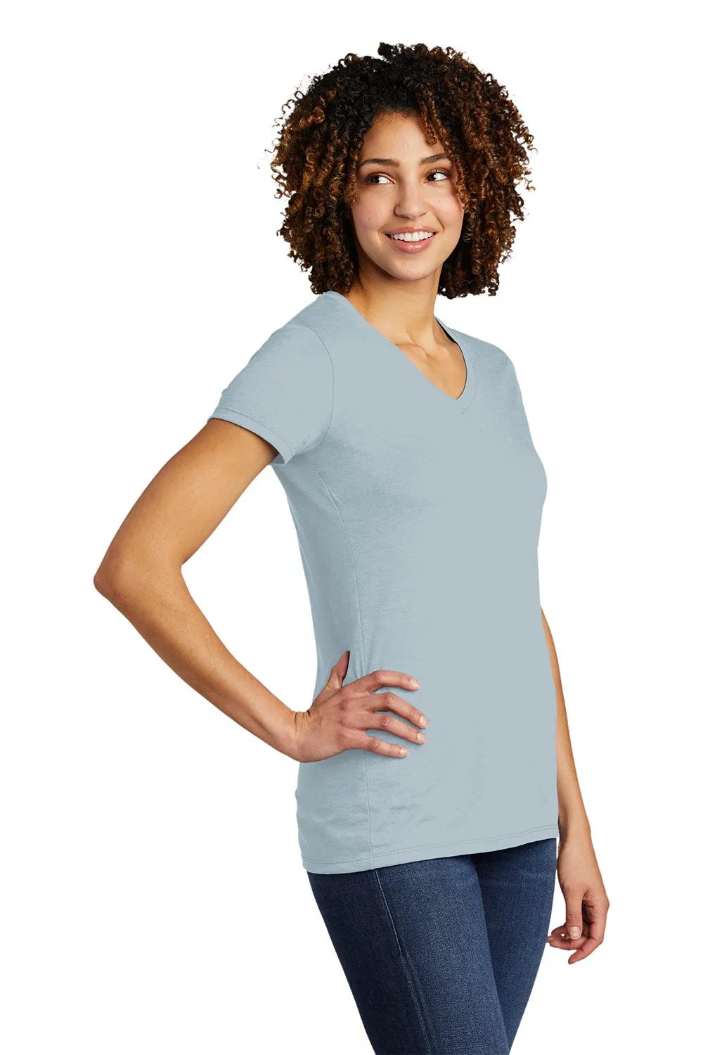 Allmade Womens Short Sleeve V-Neck T-Shirt - I Like You Blue