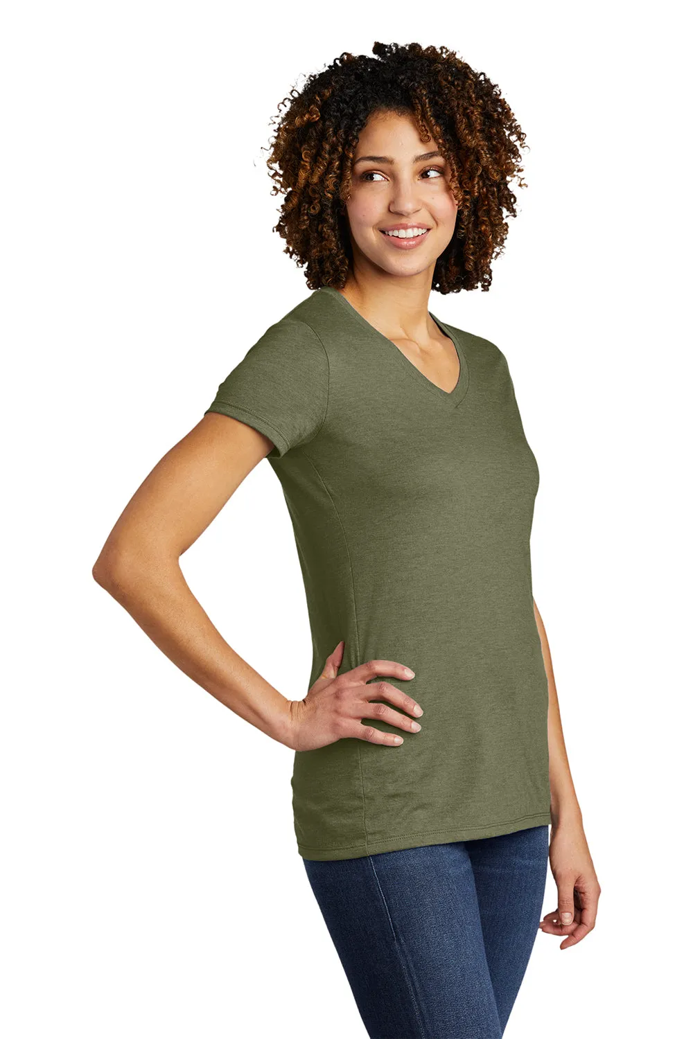 Allmade Womens Short Sleeve V-Neck T-Shirt - Olive You Green
