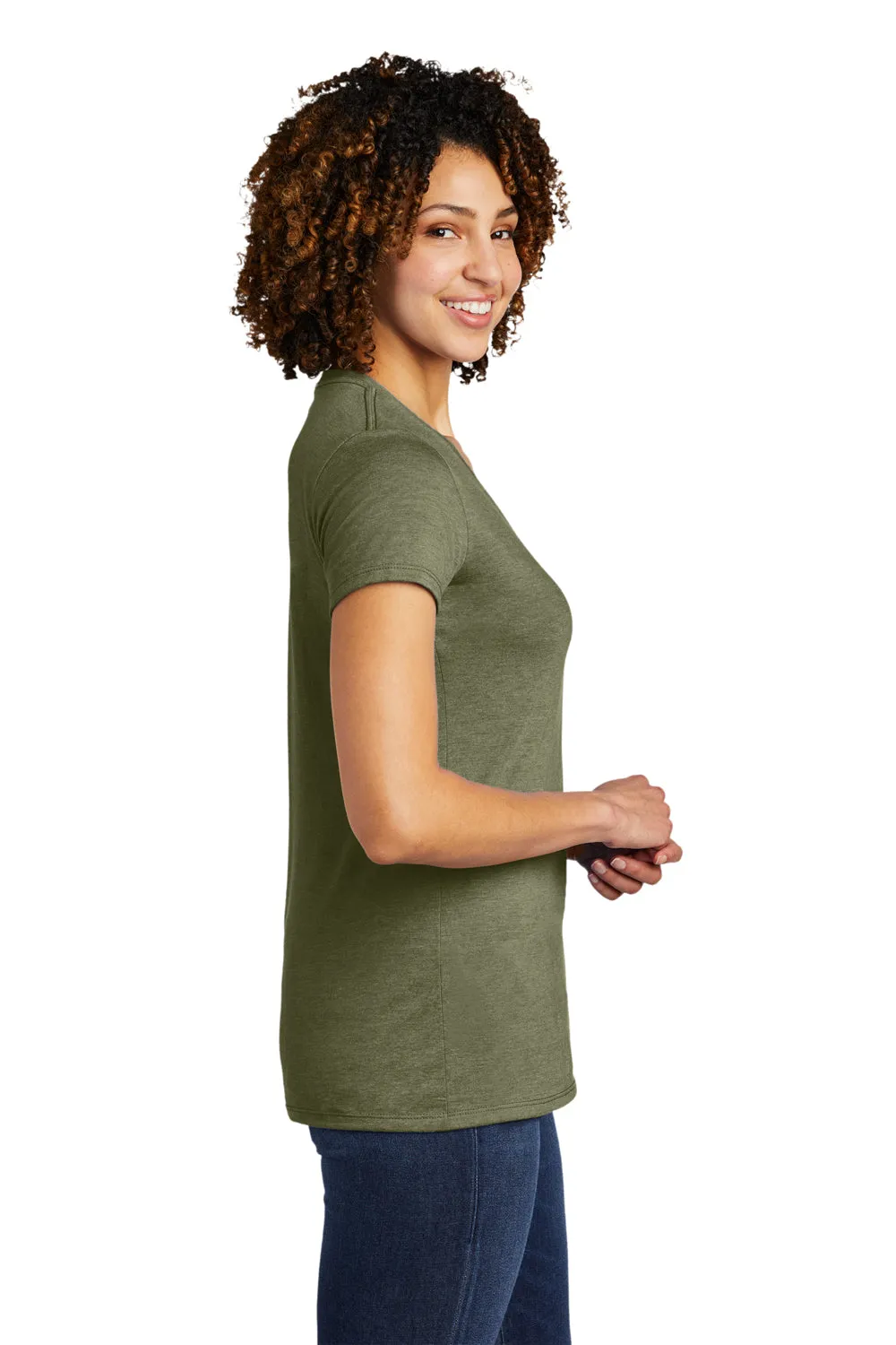Allmade Womens Short Sleeve V-Neck T-Shirt - Olive You Green