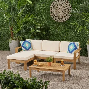 Ana Outdoor 3 Seater Acacia Wood Sofa Sectional with Cushions - NH253903 serving bowl, serving dish