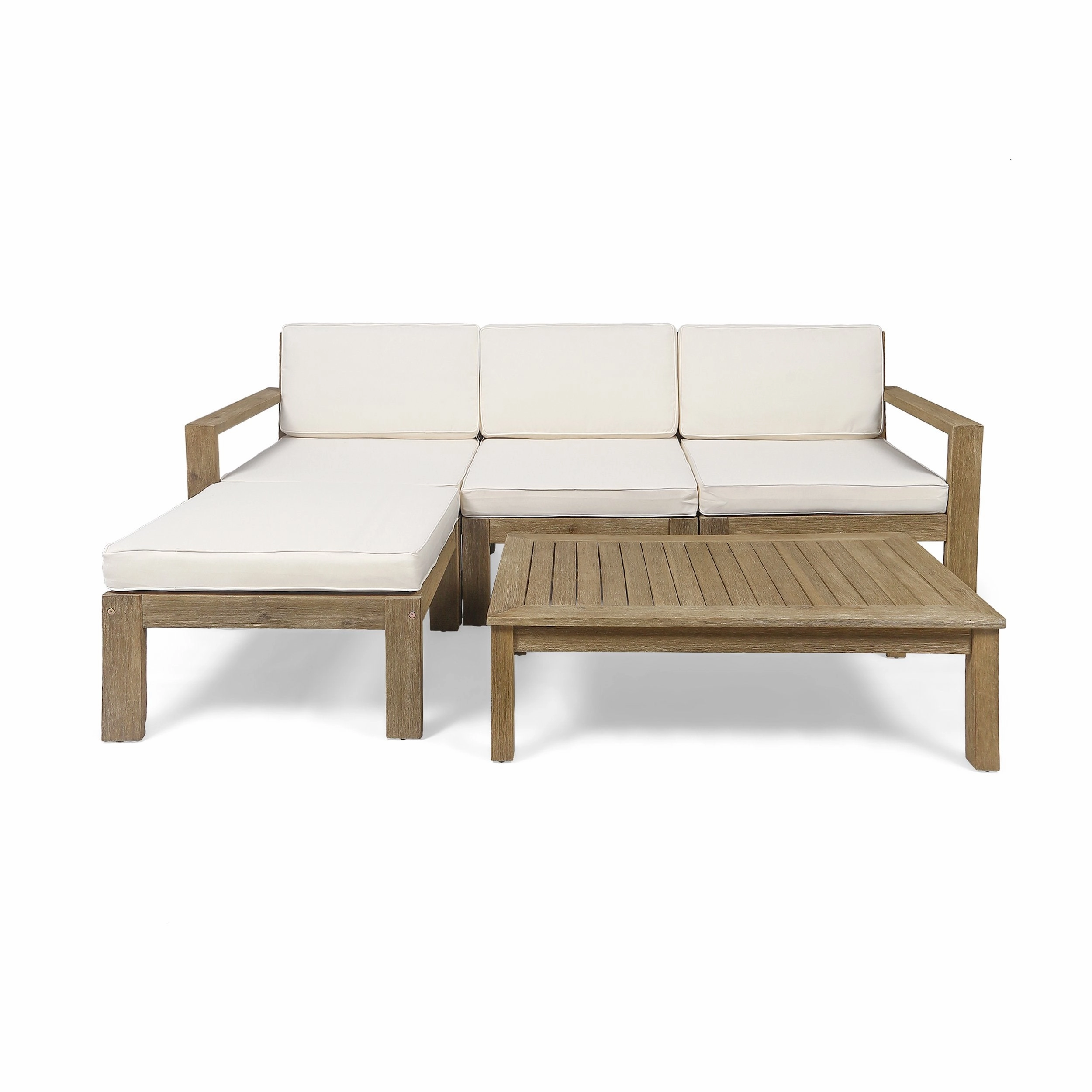 Ana Outdoor 3 Seater Acacia Wood Sofa Sectional with Cushions - NH253903