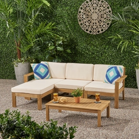 Ana Outdoor 3 Seater Acacia Wood Sofa Sectional with Cushions - NH253903 serving bowl, serving dish