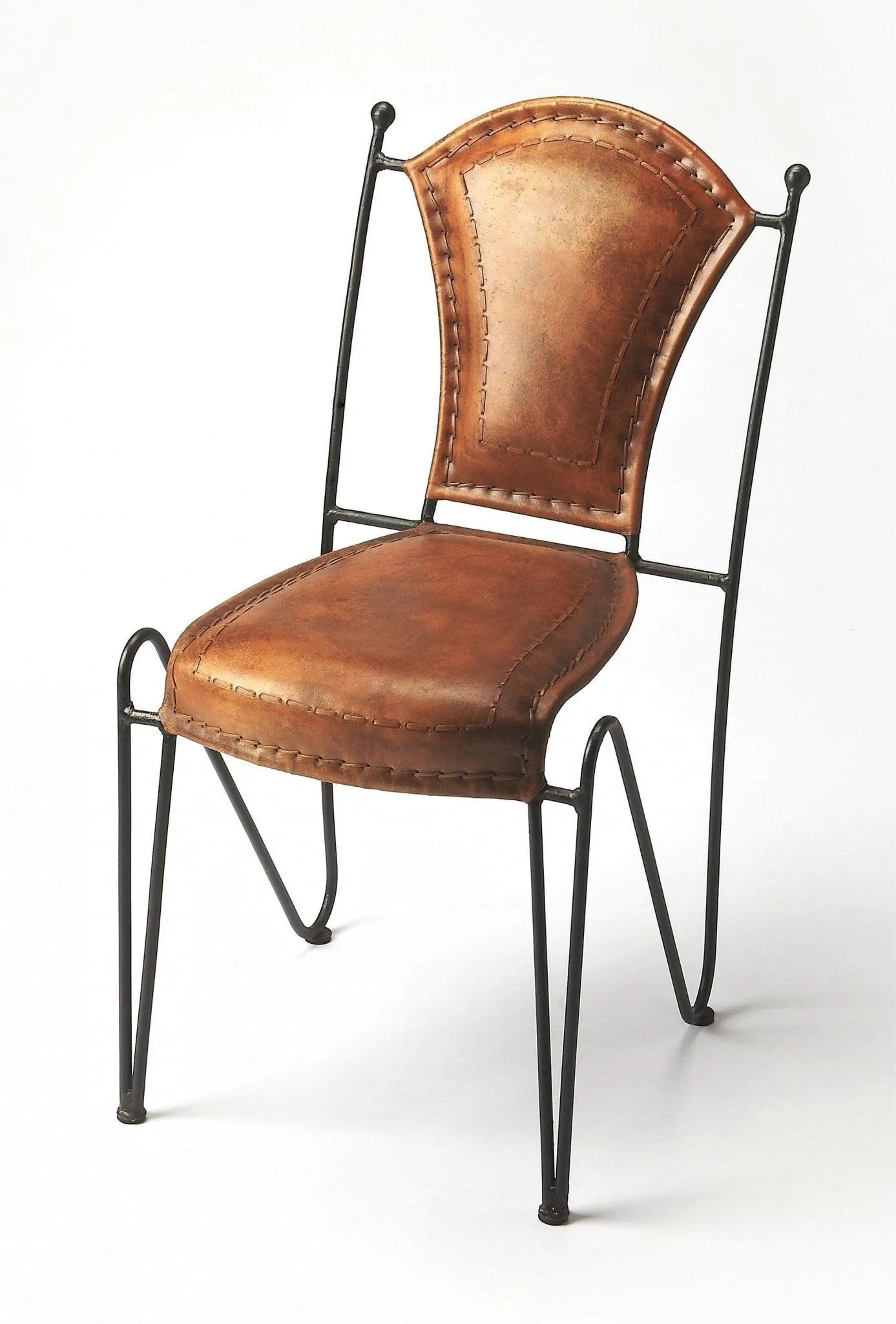 Angled Iron & Leather Accent Chair vanity mirror, wall mirror