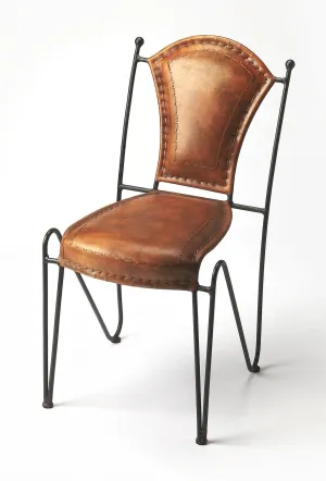 Angled Iron & Leather Accent Chair vanity mirror, wall mirror