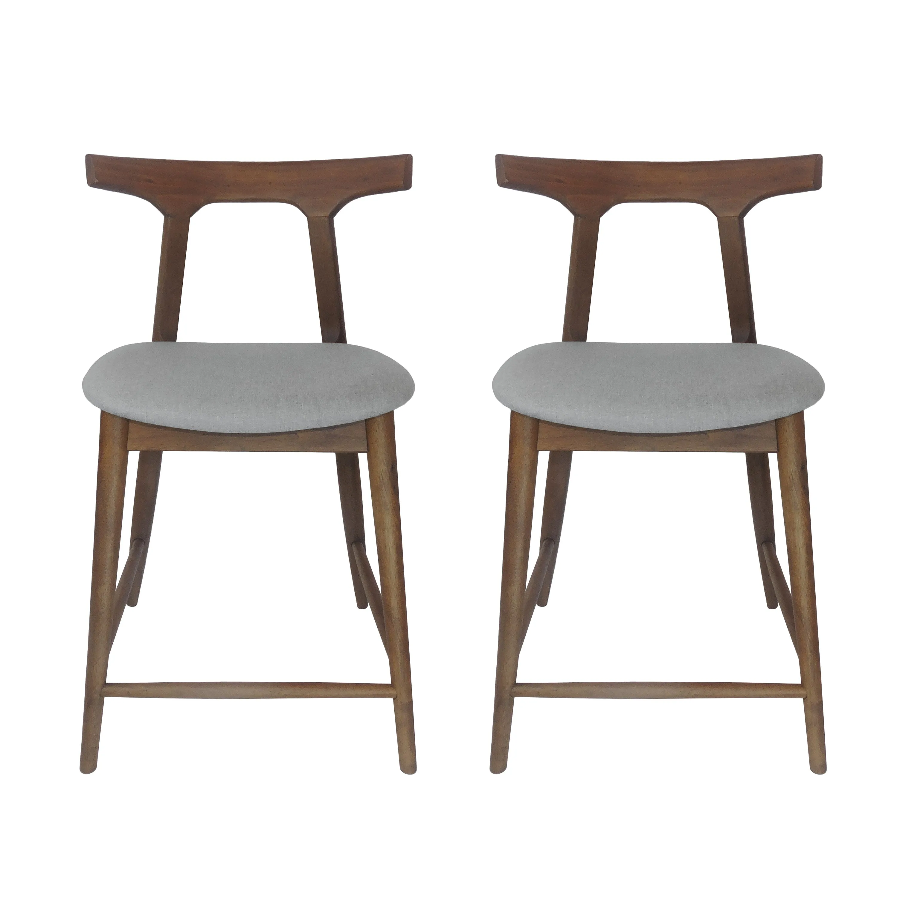 Annett Mid Century Modern Fabric Upholstered Wood 24.5 Inch Counter Stools, Set of 2 bar stool, counter stool