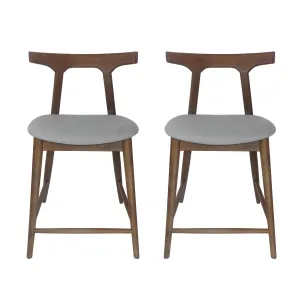 Annett Mid Century Modern Fabric Upholstered Wood 24.5 Inch Counter Stools, Set of 2 bar stool, counter stool