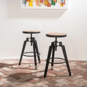 Antique Finish Firwood Swivel Adjustable Barstool (Set of 2) - NH848892 bar stool, counter stool