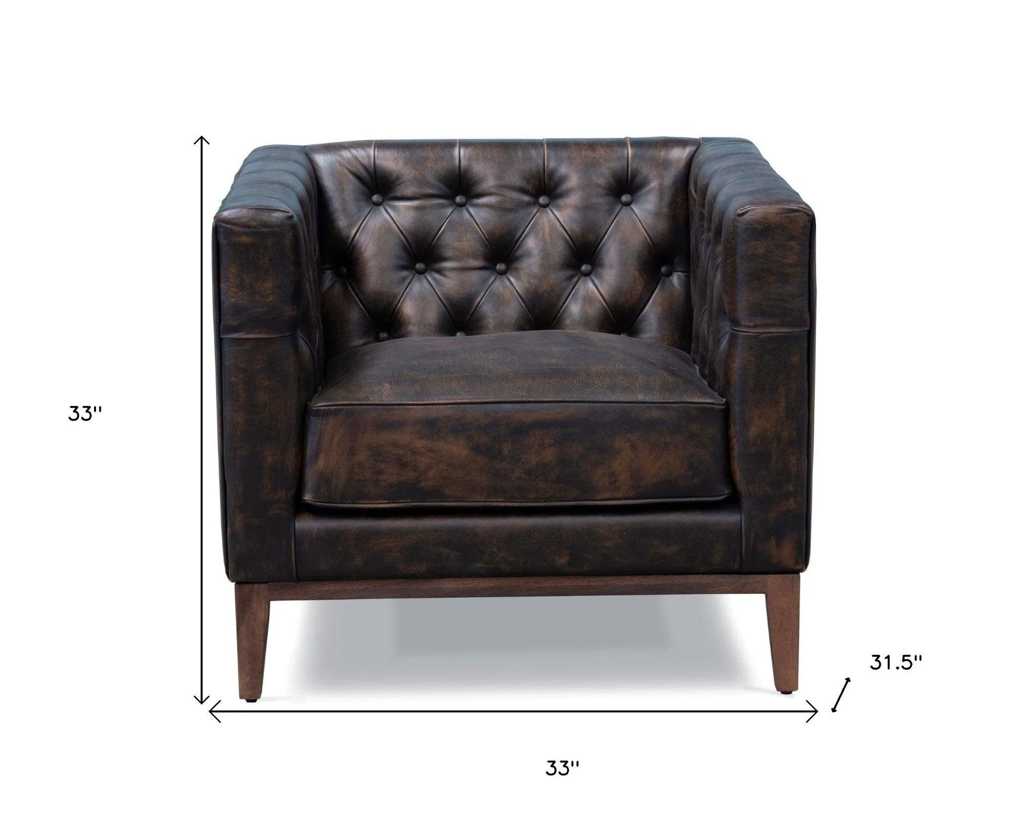 Antiqued Leather Tufted Club Chair