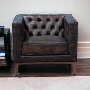 Antiqued Leather Tufted Club Chair vanity mirror, wall mirror
