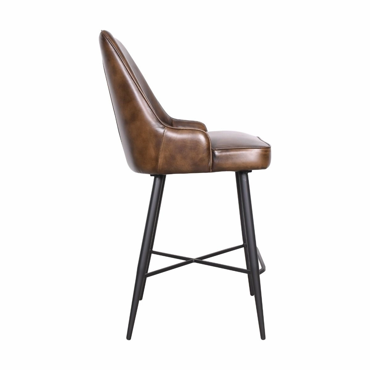 Antiqued Buffalo Leather Counter Chair