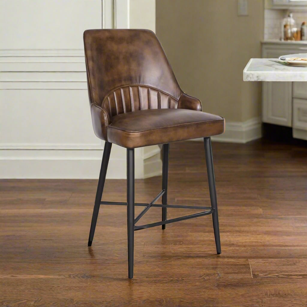 Antiqued Buffalo Leather Counter Chair glassware set, wine glass