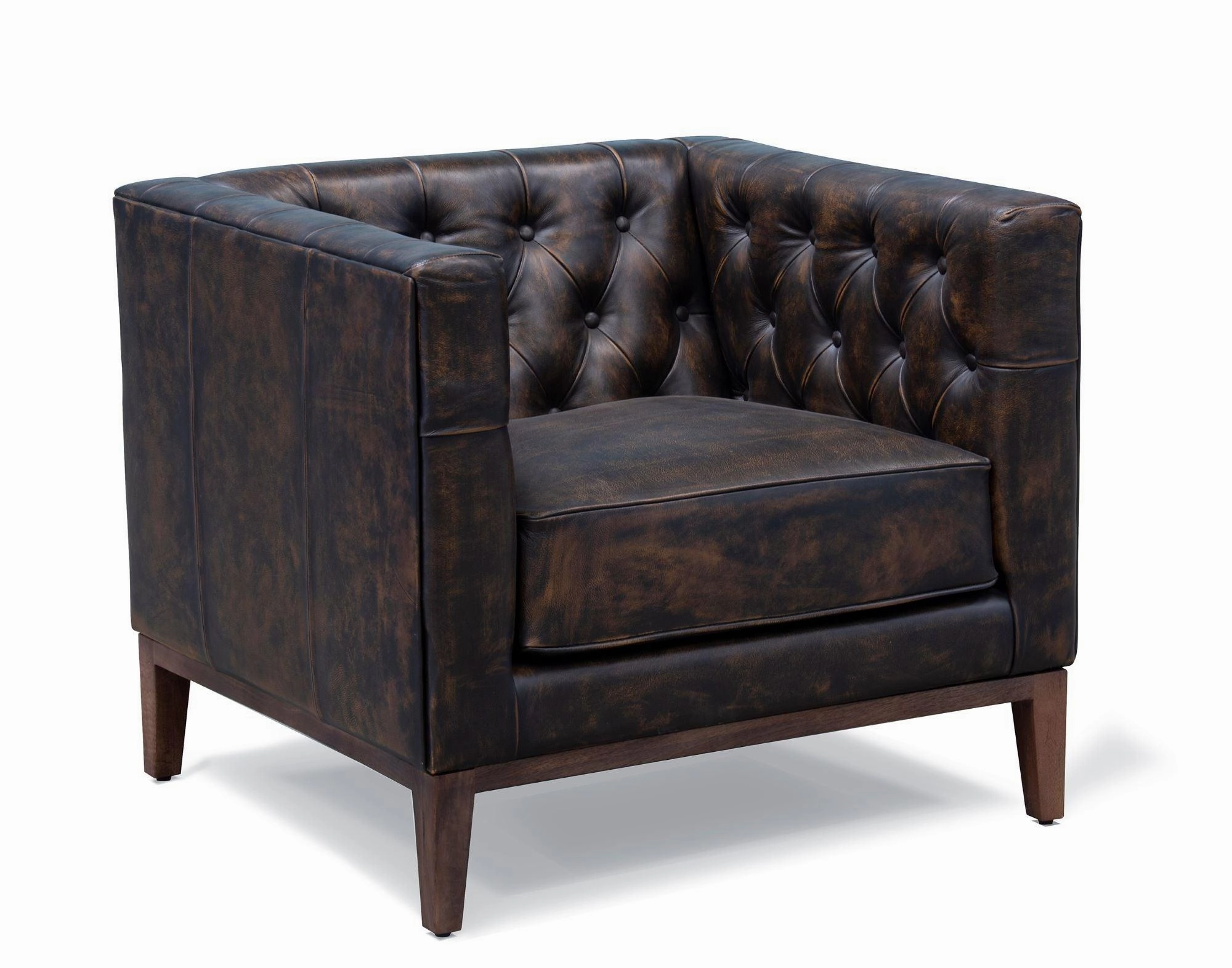 Antiqued Leather Tufted Club Chair