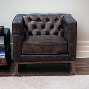 Antiqued Leather Tufted Club Chair vanity mirror, wall mirror