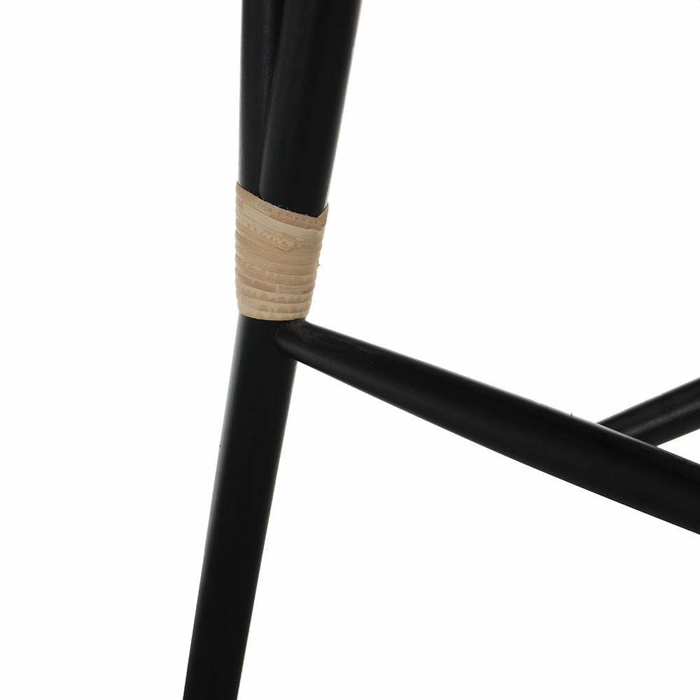 Anya  Set of 2 Cane Rattan and Upholstered Dining Chairs, Black Colour