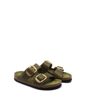 Arizona Big Buckle Sandal In Green Olive Narrow