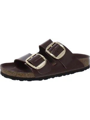 Arizona Big Buckle Womens Patent Leather Double Strap Slide Sandals