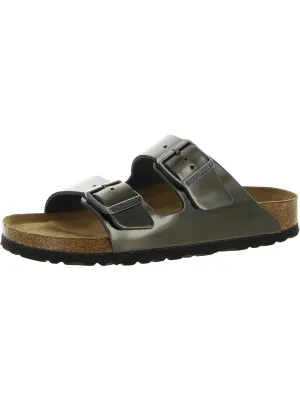 Arizona BS Womens Metallic Leather Footbed Sandals